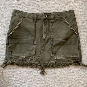 Destroyed Army Green Free People Skirt